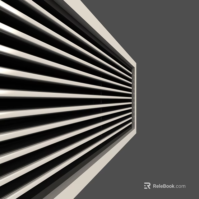 Sleek Modern Air Conditioner Air Vent With Horizontal Metal Grille Design 3d model 