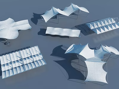 Modern Tensile Membrane Structures With Various Shapes And Architectural Designs 3d model