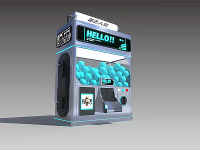 Claw Machine Amusement Equipment With Hello Display Screen Blue Balls And Coin Slot 3d model