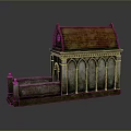 Weathered Stone Architectural Model With Arched Windows Dome Roof And Pedestal Base