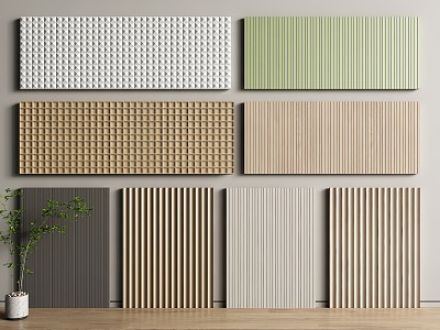 Wall Panel Grille Panel Wood veneer Decorative Panel Solid Board Wood Grille TV Background Wall 3d model