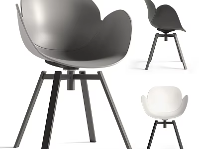 Modern Leisure Chair With Black And White Design And Three Legged Stand Base 3d model