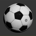 Black And White Panel Soccer Ball Sports Equipment With Sun Logo On Surface
