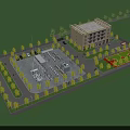 Industrial Factory Multi Story Building Surrounded by Trees Open Area and Facilities Layout