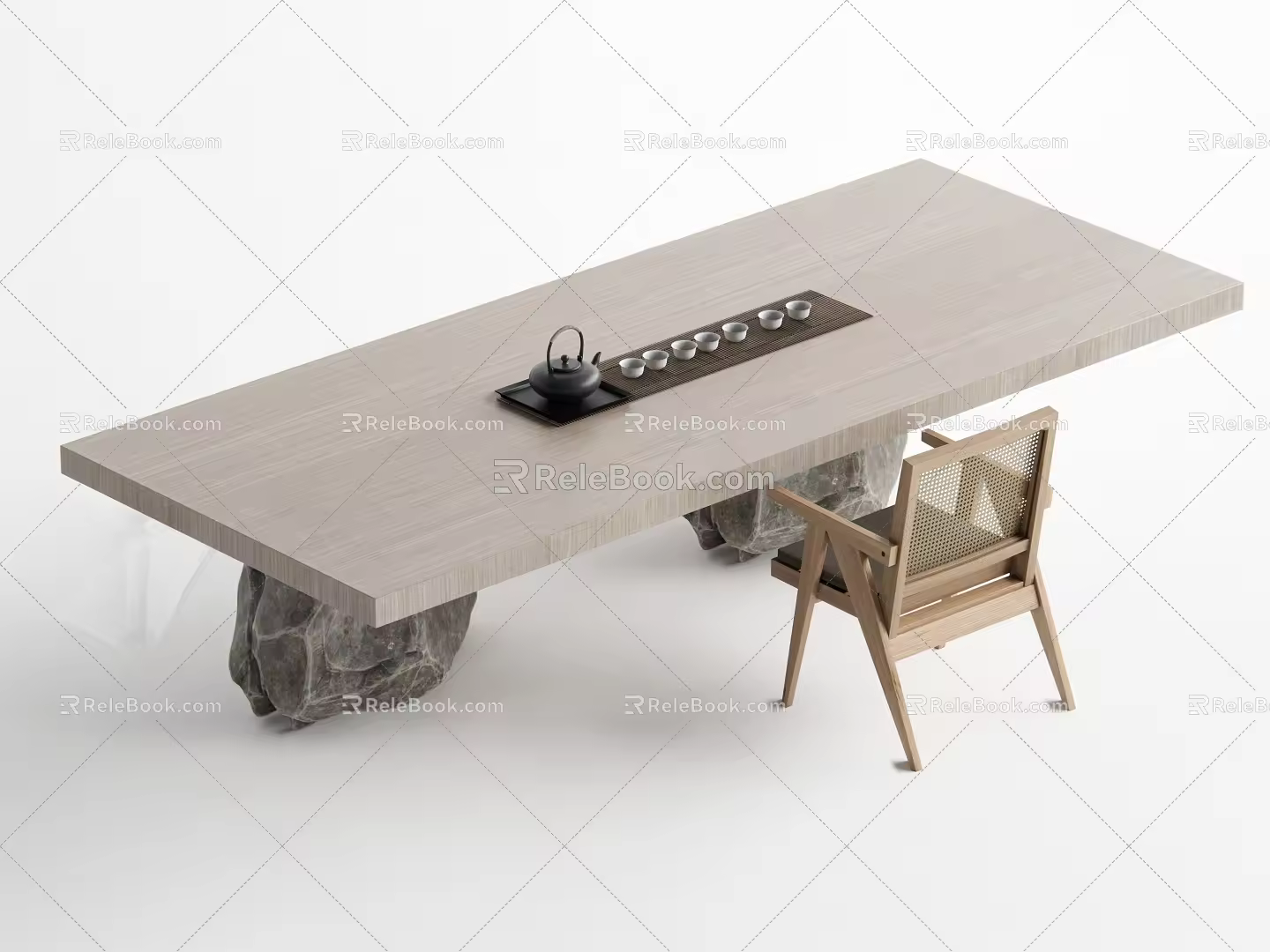 modern tea table and chair 3d model