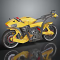 Yellow Modern Stylish Motorcycle Featuring Black Seat Red Accents And Sporty Design