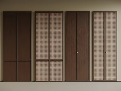 Modern Wardrobe Door Designs With Wooden Panels And Lattice Patterns 3d model
