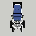 Modern Baby Stroller With Black Canopy Blue Seat White Frame And Wheels