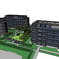 Modern Multi storey Residential Buildings With Glass Facades And Landscaped Courtyard Garden Area