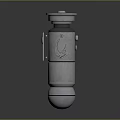 Metallic Cylindrical Weapon Design Featuring Sleek Silver Finish And Mechanical Components