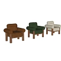 Modern Brown Velvet Accent Chair with Rounded Armrests and Wooden Legs