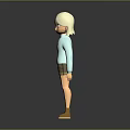 Cartoon Female Character With Light Blue Sweater Brown Shorts And Yellow Shoes