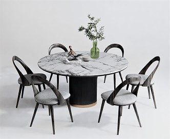 Modern Dining Table and Chair Combination Dining Table and Chair Dining Table Round Table Leisure Chair 3d model