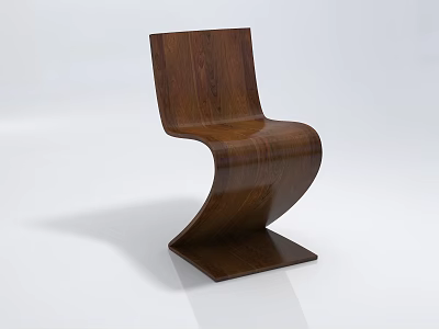 Modern Wooden Single Chair with Curved Structure and Smooth Finish Design 3d model