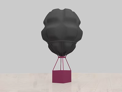 Black Hot Air Balloon Shaped Playground Equipment With Purple Base And Red Stand 3d model