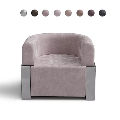 Modern Minimalist Single Sofa With Light Gray Upholstery Rounded Armrests And Metal Legs 3d model
