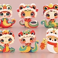 Year of the Snake Beautiful Chen Snake Baby 2025 Heap Head Door to Welcome New Year Spring Festival Year of the Snake Image 3d model