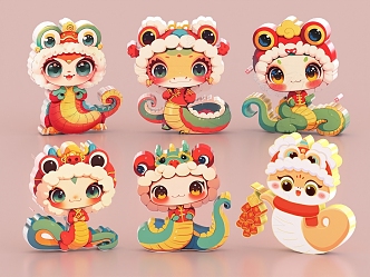 Year of the Snake Beautiful Chen Snake Baby 2025 Heap Head Door to Welcome New Year Spring Festival Year of the Snake Image 3d model