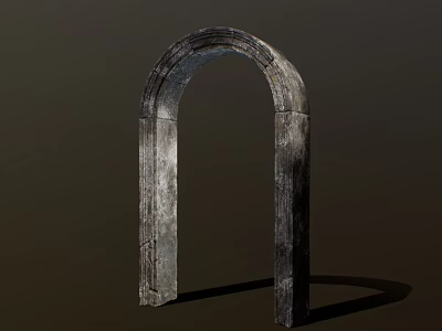 Isolated Ancient Textured Stone Archway With Rough Surface And Dark Background 3d model