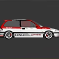Red And Silver Racing Car With Rear Spoiler And Alloy Wheels