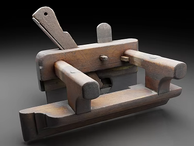Vintage Wooden Wood Plane Carpentry Hand Tool With Metal Parts For Woodworking 3d model
