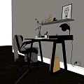 Modern Desk Setup With Lamp Chair Blanket Storage Boxes Shelf Artwork And Plant
