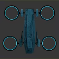 Futuristic Blue Flying Vehicle With Circular Propellers And Modern Aerodynamic Design
