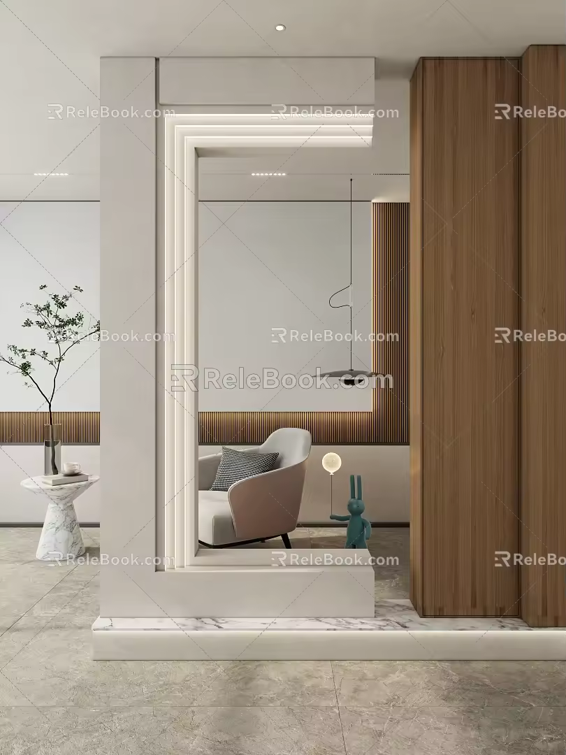 Nordic Style Entrance Simple Cream Scarpa Stacked Entrance 3d model