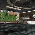 Modern Luxury KTV Interior With Stylish Lighting Green Plants And Bar Counter