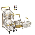 Metal Shopping Carts With Wheels And Handles For Public Retail Facilities Use