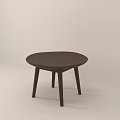Round Dark Brown Side Table with Three Legs and Minimalist Modern Design 3d model