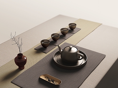 New Chinese Tea Set Tea Table 3d model