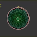 Round Green Lotus Pattern Clothing Accessory With Central Emerald Gemstone And Gold Edge