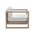 Modern Wooden Frame Leisure Chair With White Cushion Armrest And Simple Design
