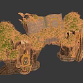 Enchanted Door Arch with Trees Open Book Vines Lantern and Scroll