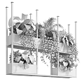 Multi Tiered Metal Shelf With Various Potted Plants For Indoor Greenery