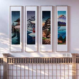 Japanese architectural painting decorative painting 3d model