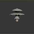 Futuristic Sci Fi Flying Saucer Spaceship With Double Decked Disc Design Dome Top And Thruster Details