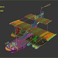 Vintage Green and Yellow Biplane Airplane 3D Model with Red Flag and Number 40 Design