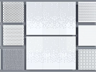 Various Modern Ceiling Design Patterns With Perforated Dot Grid And Geometric Styles 3d model