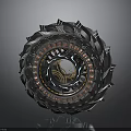 Futuristic Mechanical Gear Structure With Metallic Frame Internal Copper Coils And Gear Details