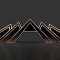 Modern Event Entrance Gate With Triangular Structure And Golden Glitter Lines 3d model