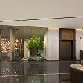 Luxurious Hotel Lobby Interior With Modern Chandeliers Decorative Wall Marble Floor And Double Height Space