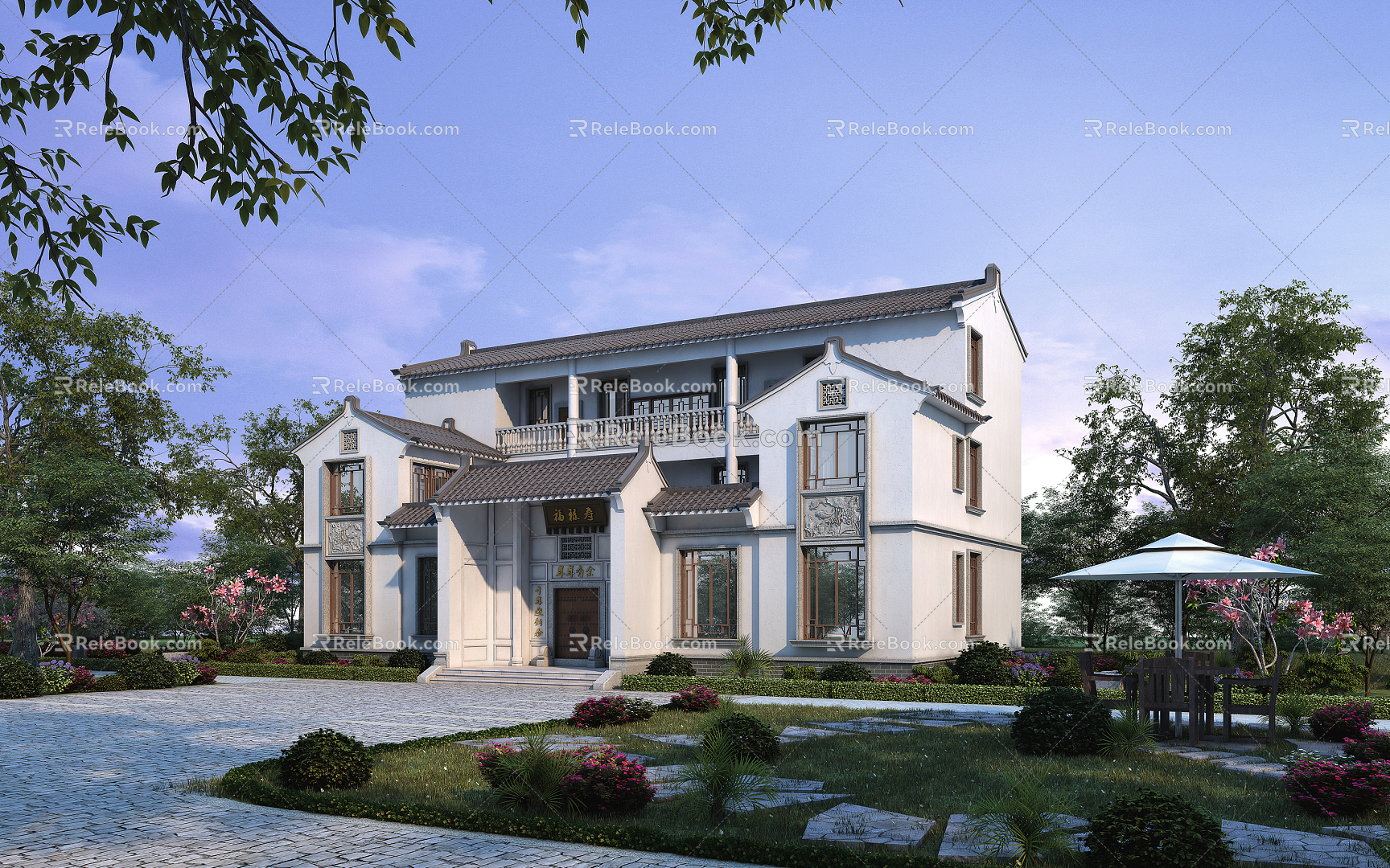 New Chinese Style Villa Villa 3d model