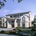 New Chinese Style Villa Villa 3d model