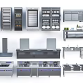 Stainless Steel Commercial Kitchen Equipment With Refrigerators Ovens Dishwashers Shelves Stovetops And Sinks