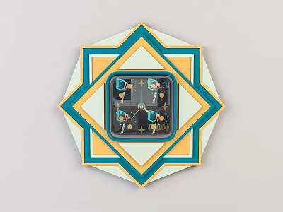 Modern cartoon children's wall clock 3d model
