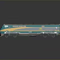 Teal Model Train With Yellow And Silver Stripes And Detailed Design