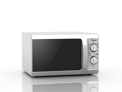 Modern Silver Microwave Oven Kitchen Appliance With Black Door And Knob Controls 3d model