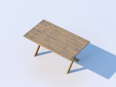 Simple Wooden Rectangular Dining Table With Minimalist Legs And Smooth Surface 3d model